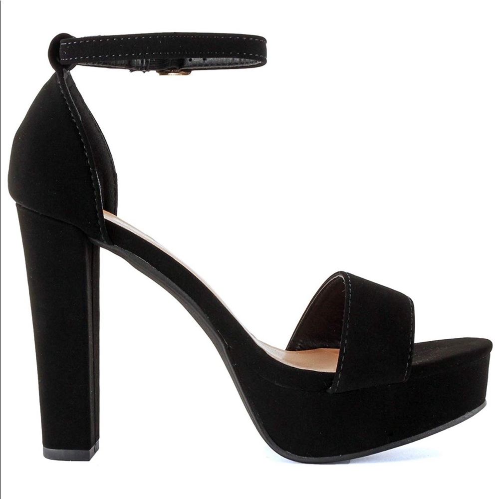 Black Platform Heel, Block Heel - Picture 2 of 6
